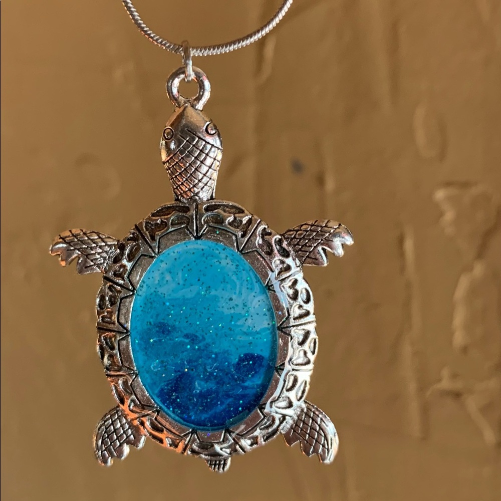 Hand painted turtle necklace